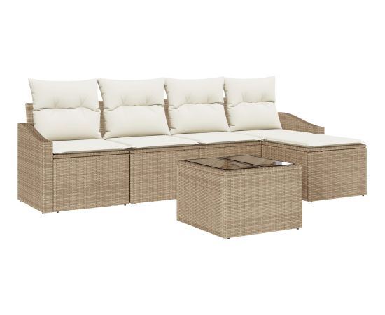 vidaXL Zestaw sof ogrodowych 6 Części z poduszkami Brązowy Polirattan Dārza mēbeļu komplekti