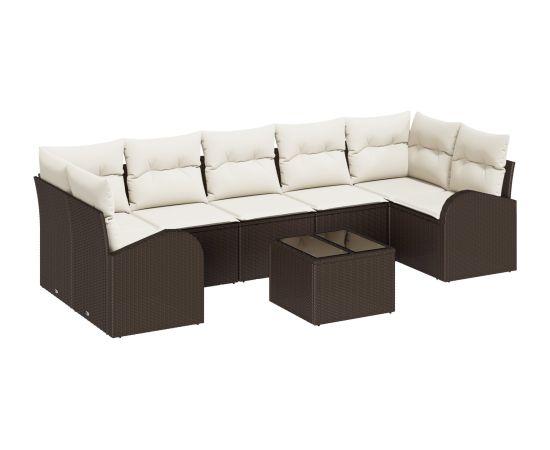 vidaXL 8-częściowy zestaw sof ogrodowych z poduszkami Brązowy Polirattan Dārza mēbeļu komplekti