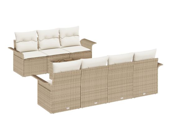 vidaXL Zestaw sof ogrodowych 8-częściowy z poduszkami beżowy polirattan Dārza mēbeļu komplekti