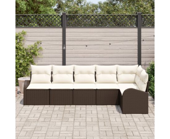 vidaXL Zestaw Sof Ogrodowych 6 Części z Poduszkami Brązowy Polirattan Dārza mēbeļu komplekti