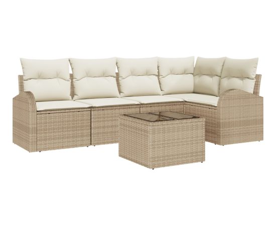 vidaXL 6-częściowy zestaw sof ogrodowych z poduszkami brązowy polirattan Dārza mēbeļu komplekti