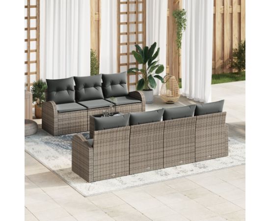 vidaXL Zestaw Sof Ogrodowych 8 Części z Poduszkami Szary Polirattan Dārza mēbeļu komplekti