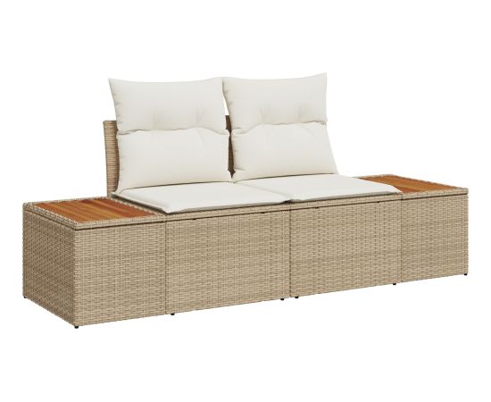 vidaXL Sofa ogrodowa 2-osobowa z poduszkami beżowy poli rattan Dārza mēbeļu komplekti