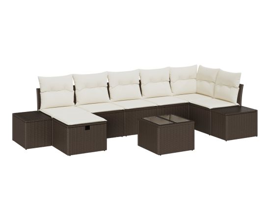 vidaXL 8-częściowy zestaw sof ogrodowych z poduszkami Brązowy Polirattan Dārza mēbeļu komplekti