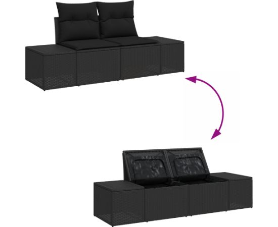 vidaXL Zestaw sof ogrodowych 5-częściowy z poduszkami Czarny Poli Rattan Dārza mēbeļu komplekti