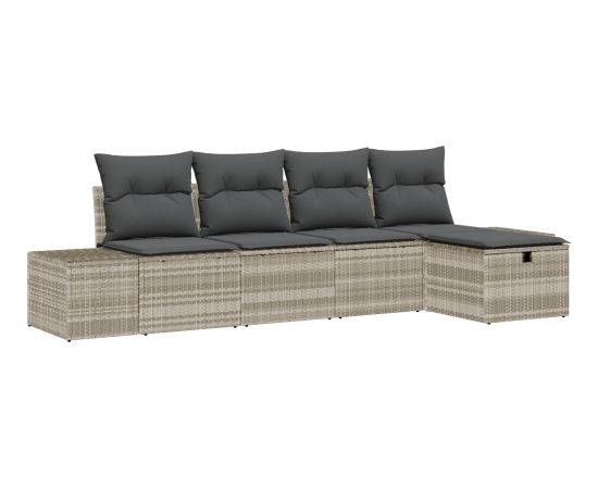 vidaXL 5-częściowy zestaw sof ogrodowych z poduszkami jasnoszary polirattan Dārza mēbeļu komplekti