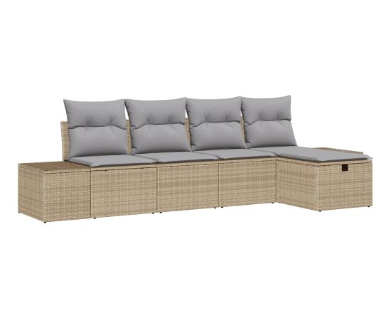 vidaXL 5-częściowy zestaw sof ogrodowych z poduszkami beżowy polirattan Dārza mēbeļu komplekti