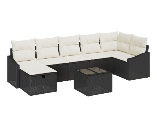 vidaXL 8-częściowy zestaw sofa ogrodowa z poduszkami Czarny polirattan Dārza mēbeļu komplekti