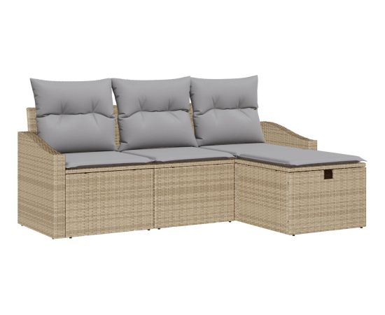 vidaXL 4-częściowy zestaw sof ogrodowych z poduszkami Beżowy Polirattan Dārza mēbeļu komplekti