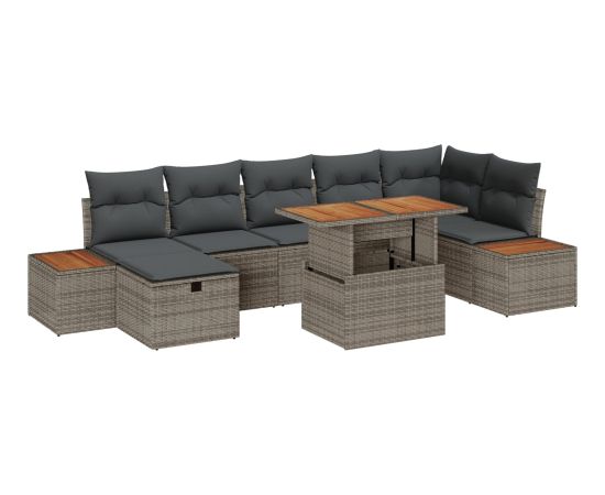 vidaXL 8-częściowy zestaw sof ogrodowych z poduszkami szary rattan Dārza mēbeļu komplekti