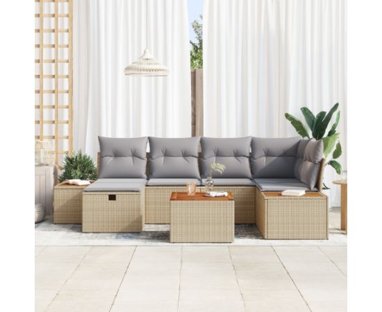 vidaXL 7-częściowy zestaw sof ogrodowych z poduszkami jasnoszary polirattan Dārza mēbeļu komplekti