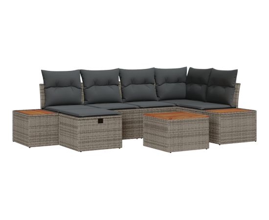 vidaXL Zestaw Sofy Ogrodowej 7 Części z Poduszkami Szary Polirattan Dārza mēbeļu komplekti