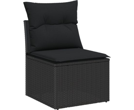 vidaXL Zestaw 7 Częściowych Sof Ogrodowych z Poduszkami Czarne Polirattan Dārza mēbeļu komplekti