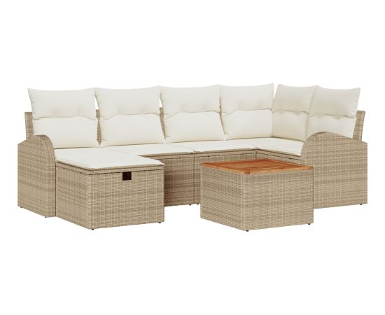 vidaXL 7-Częściowy Zestaw Sof Ogrodowych z Poduszkami Beżowy Polirattan Dārza mēbeļu komplekti