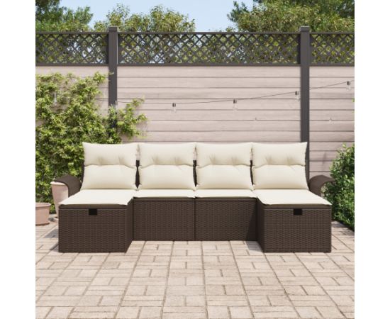 vidaXL 6-częściowy zestaw sof ogrodowych z poduszkami Brązowy Polirattan Dārza mēbeļu komplekti