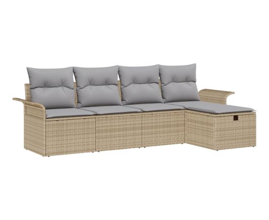 vidaXL 5-częściowy zestaw sof ogrodowych z poduszkami beżowy polirattan Dārza mēbeļu komplekti