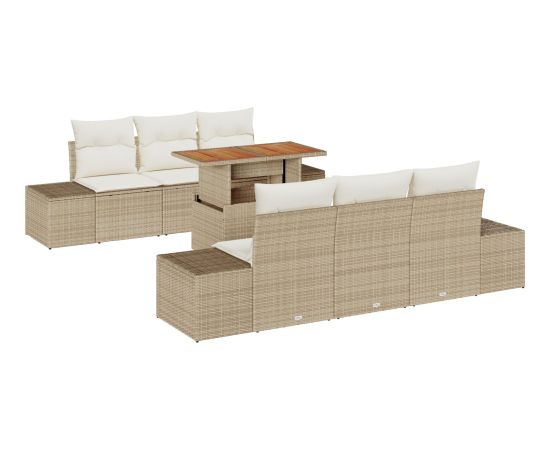 vidaXL Zestaw sof ogrodowych 7 części z poduszkami Beżowy Polirattan Dārza mēbeļu komplekti