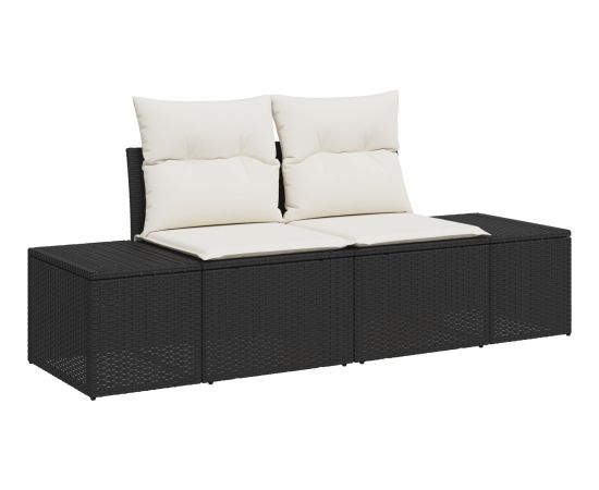 vidaXL 6-częściowy zestaw sof ogrodowych z poduszkami czarny polirattan akacja Dārza mēbeļu komplekti