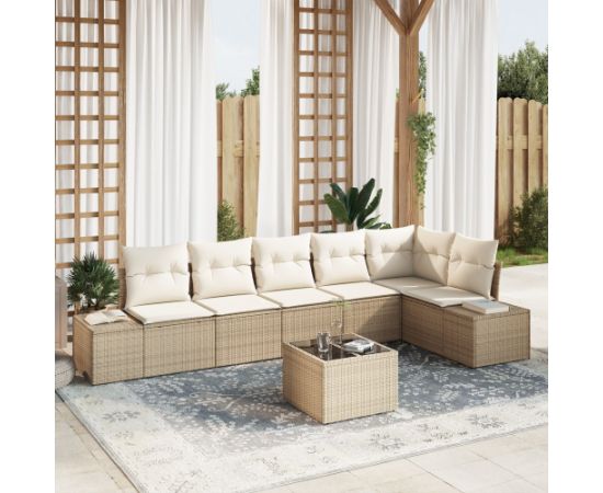 vidaXL 7-częściowy zestaw sof ogrodowych z poduszkami brązowy polirattan Dārza mēbeļu komplekti