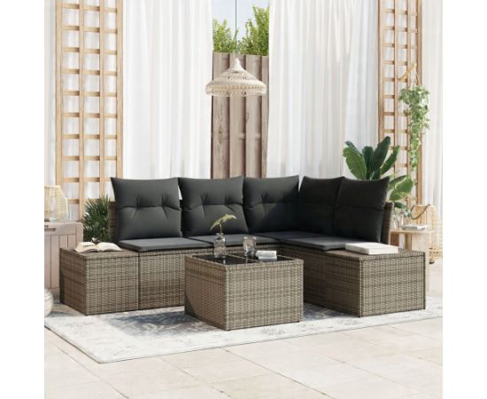 vidaXL Zestaw 4-częściowy sof ogrodowych z poduszkami czarny polirattan Dārza mēbeļu komplekti