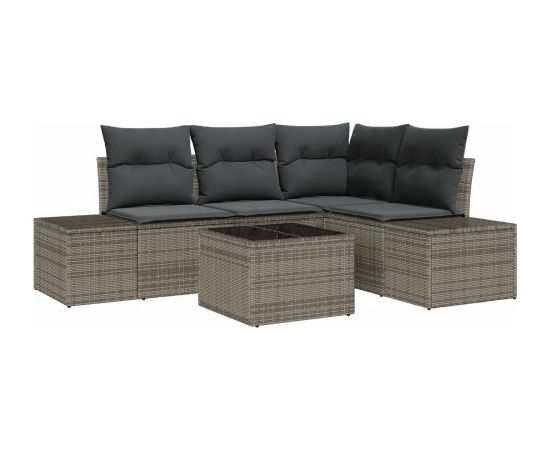 vidaXL Zestaw 4-częściowy sof ogrodowych z poduszkami czarny polirattan Dārza mēbeļu komplekti