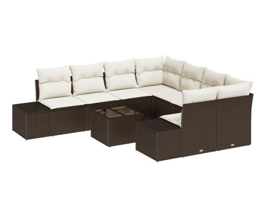 vidaXL Zestaw Sof Ogrodowych 9-elementowy z Poduszkami Brązowy Polirattan Dārza mēbeļu komplekti