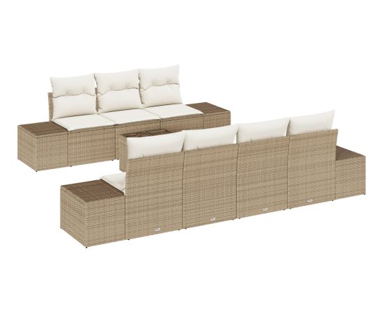 vidaXL 8-częściowy zestaw sof ogrodowych z poduszkami Beżowy polirattan Dārza mēbeļu komplekti