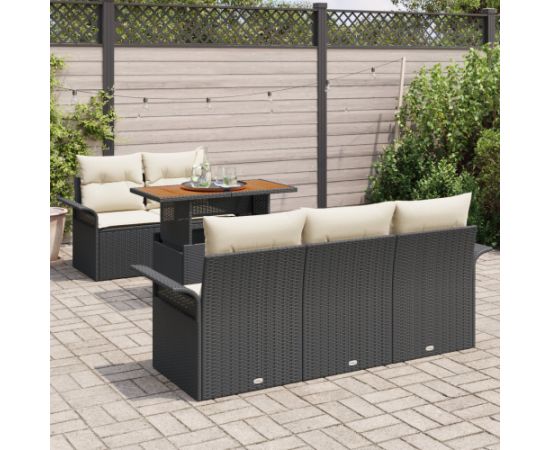 vidaXL Zestaw sof ogrodowych 6-częściowy z poduszkami Rattan akacja Dārza mēbeļu komplekti