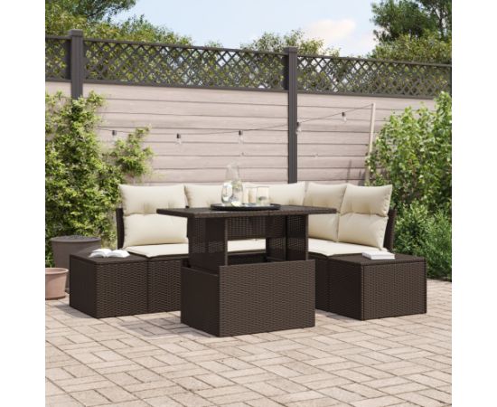 vidaXL Zestaw 5 Elementowy Sof Ogrodowych z Poduszkami Brązowy Polirattan Dārza mēbeļu komplekti