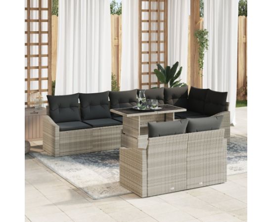 vidaXL 9 Częściowy Zestaw Sof Ogrodowych z Poduszkami Jasnoszary Polirattan Dārza mēbeļu komplekti