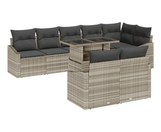 vidaXL 9 Częściowy Zestaw Sof Ogrodowych z Poduszkami Jasnoszary Polirattan Dārza mēbeļu komplekti