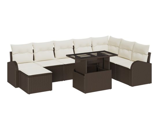 vidaXL Zestaw 9 częściowy sof ogrodowych z poduszkami brązowy polirattan Dārza mēbeļu komplekti