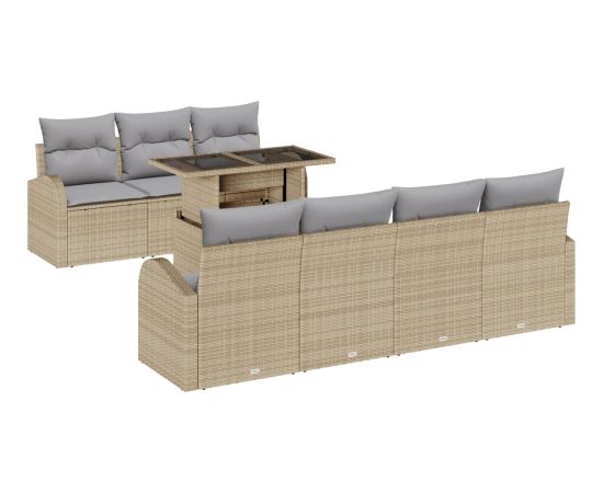 vidaXL Zestaw Sof Ogrodowych 8 Częściowy z Poduszkami Beżowy Polirattan Dārza mēbeļu komplekti