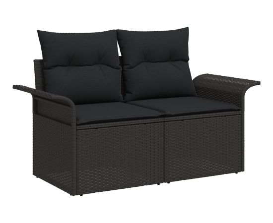 vidaXL 9 Elementowy Zestaw Sofy Ogrodowej z Poduszkami Czarny Polirattan Dārza mēbeļu komplekti