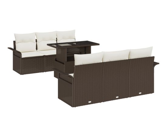 vidaXL Brązowy Zestaw Sof Ogrodowych 7-częściowy z Poduszkami Dārza mēbeļu komplekti