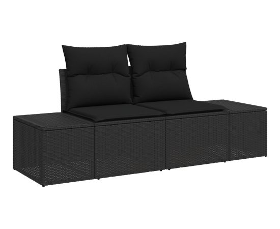 vidaXL Zestaw 9 Sofa Ogrodowa z Poduszkami Czarny Polirattan Akacja Dārza mēbeļu komplekti