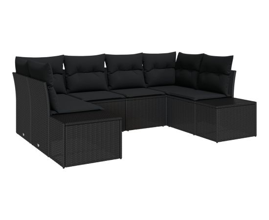 vidaXL Zestaw Sof Ogrodowych 6 Elementów z Poduszkami Czarny Polirattan Dārza mēbeļu komplekti