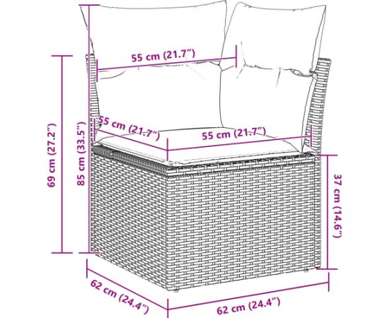 vidaXL Zestaw Ogrodowy 9 Części z Poduszkami Czarny Polirattan Dārza mēbeļu komplekti
