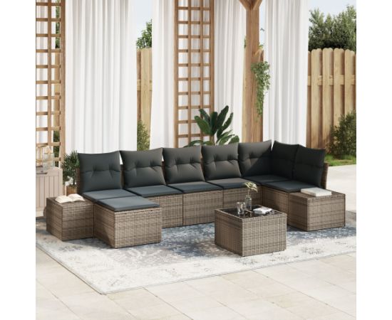 vidaXL 7-częściowy zestaw sof ogrodowych z poduszkami czarny polirattan Dārza mēbeļu komplekti