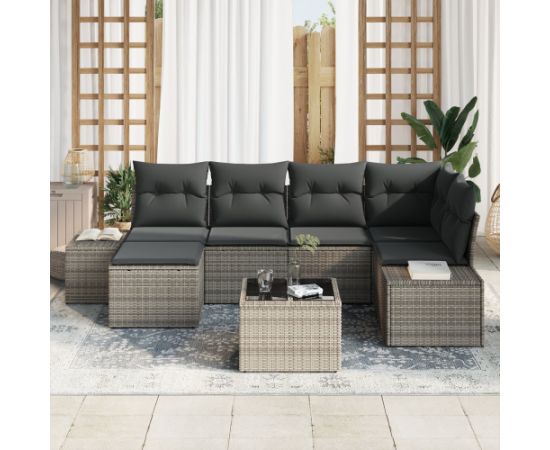 vidaXL Zestaw sofy ogrodowej 6-elementowy z poduszkami szary polirattan Dārza mēbeļu komplekti