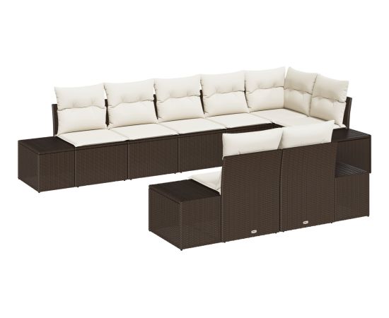 vidaXL Zestaw sofy ogrodowej 8-elementowy z poduszkami Brązowy Polirattan Dārza mēbeļu komplekti