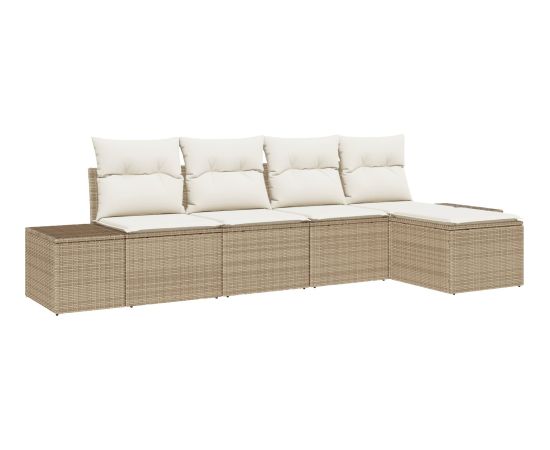 vidaXL 5-częściowy zestaw sof ogrodowych z poduszkami beżowy polirattan Dārza mēbeļu komplekti