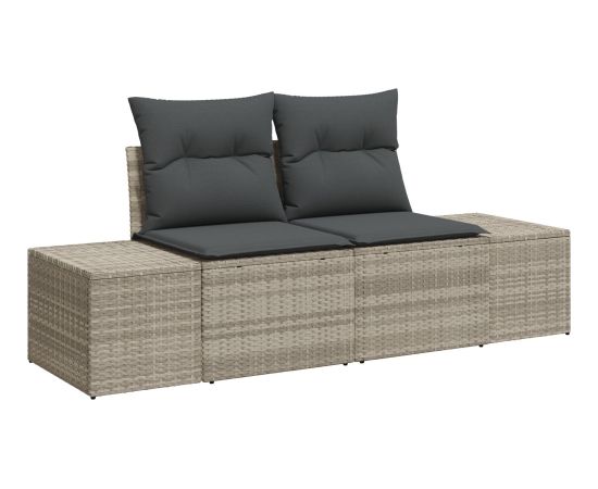 vidaXL Zestaw sof ogrodowych 3-częściowy z poduszkami Jasnoszary Rattan Dārza mēbeļu komplekti