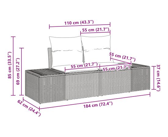vidaXL 3-częściowy zestaw sof ogrodowych z poduszkami Szary Polirattan Dārza mēbeļu komplekti