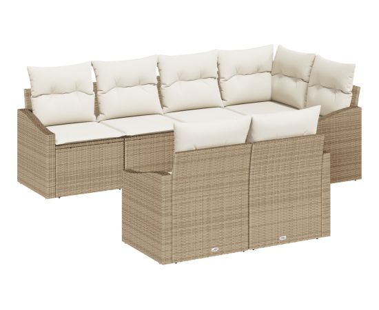 vidaXL Zestaw 7-częściowy sof ogrodowych z poduszkami Beżowy Polirattan Dārza mēbeļu komplekti