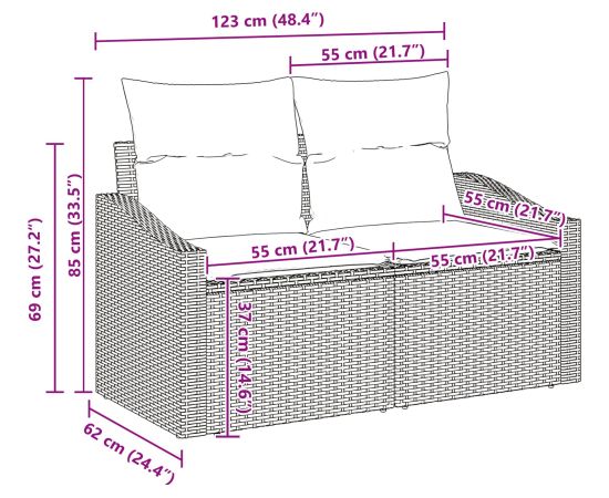 vidaXL Zestaw sof ogrodowych 6-częściowy z poduszkami brązowy polirattan Dārza mēbeļu komplekti