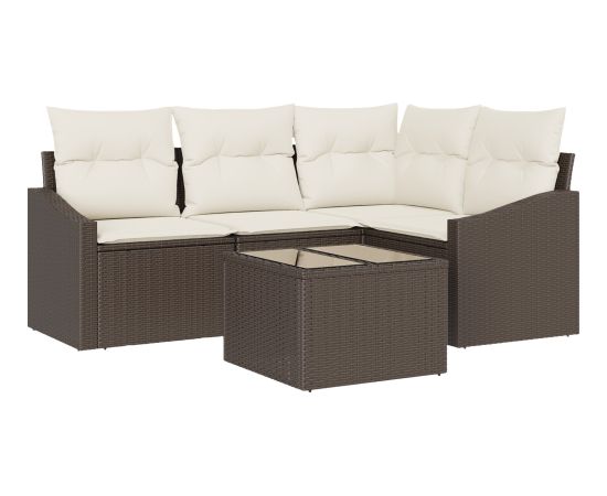 vidaXL Zestaw 4-częściowy sof ogrodowych z poduszkami szary polirattan Dārza mēbeļu komplekti