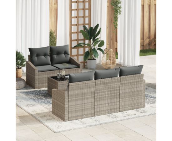 vidaXL 6 Częściowy Zestaw Sof Ogrodowych z Poduszkami Jasnoszary Rattan Dārza mēbeļu komplekti