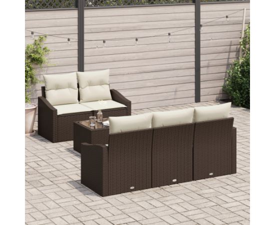 vidaXL 6-częściowy zestaw sof ogrodowych z poduszkami brązowy polirattan Dārza mēbeļu komplekti