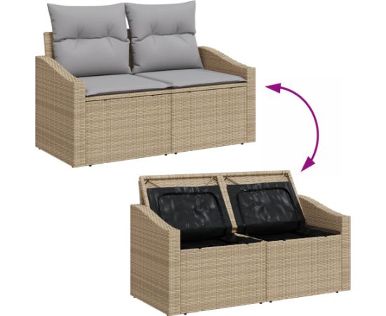 vidaXL Zestaw jadalny do ogrodu 9-częściowy z poduszkami beżowy poli rattan Dārza mēbeļu komplekti